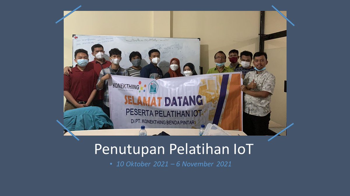 KonekthingID's tweet photo. Alhamdulillah pada tanggal 7 Nov 21 kami sudah selesai melaksanakan pelatihan iot dosen pnj dengan lancar dan penuh semangat.
Terima kasih kepada semua bapak/ibu dosen pnj yg ikut berpartisipasi serta panitia yg terlibat. Semoga ilmu yg kita bagikan menjadikan manfaat buat semua https://t.co/aIsc3aRVh4