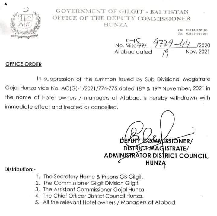 alinashigri's tweet photo. Sub Divisional Magistrate summons top hotel groups (at Attabad Lake, Shishkat Gojal) on Environmental Protection hearing; DC Hunza not only cancelled the summon but later the AC was transferred by GB Govt.
Rule of law!
@RandhawaAli @AbdulKhalidPTI @HealthDeptGB #GilgitBaltistan https://t.co/ZXwG3zWEBT