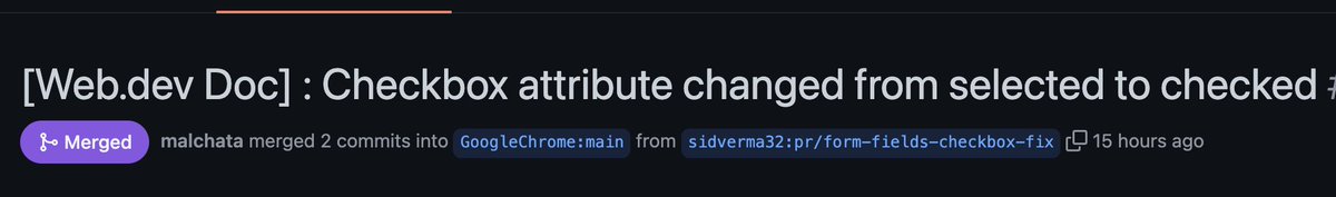 sid_verma32's tweet image. Another day with great #motivation for #OpenSourceContribution .
#1 Happy moment when all checks passed 😁
#2 Finally my PR got merged into @googlechrome , changes live in @ChromiumDev page.
#100DaysOfCode #happycoding #100daysofcodechallenge #Google #Googlechrome #webdev