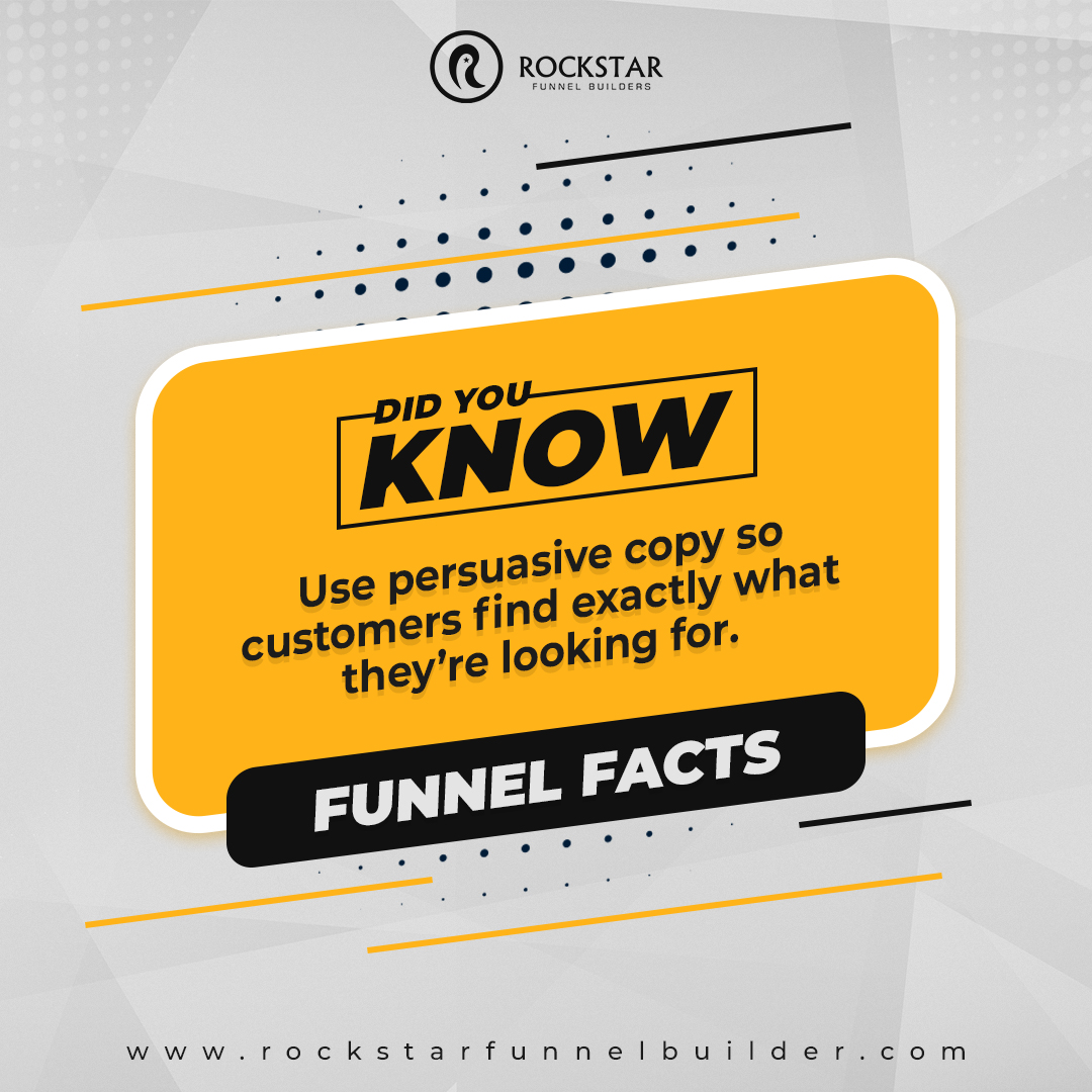 Rockstarfunnels's tweet image. Your sales copy is as important as your design. Persuade your customers by showing them that you have exactly what they are looking for. 🧡

Tune in for more funnel tips!

#RockstarFunnelBuilders #FunnelTips