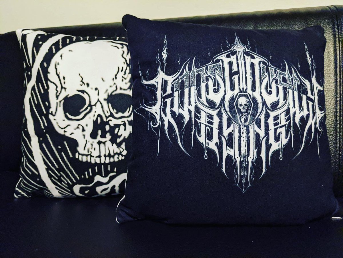 Feeling sleepy? Make your sofa more metal with Consciously Dying throw pillows 🤘🏽🤘🏽