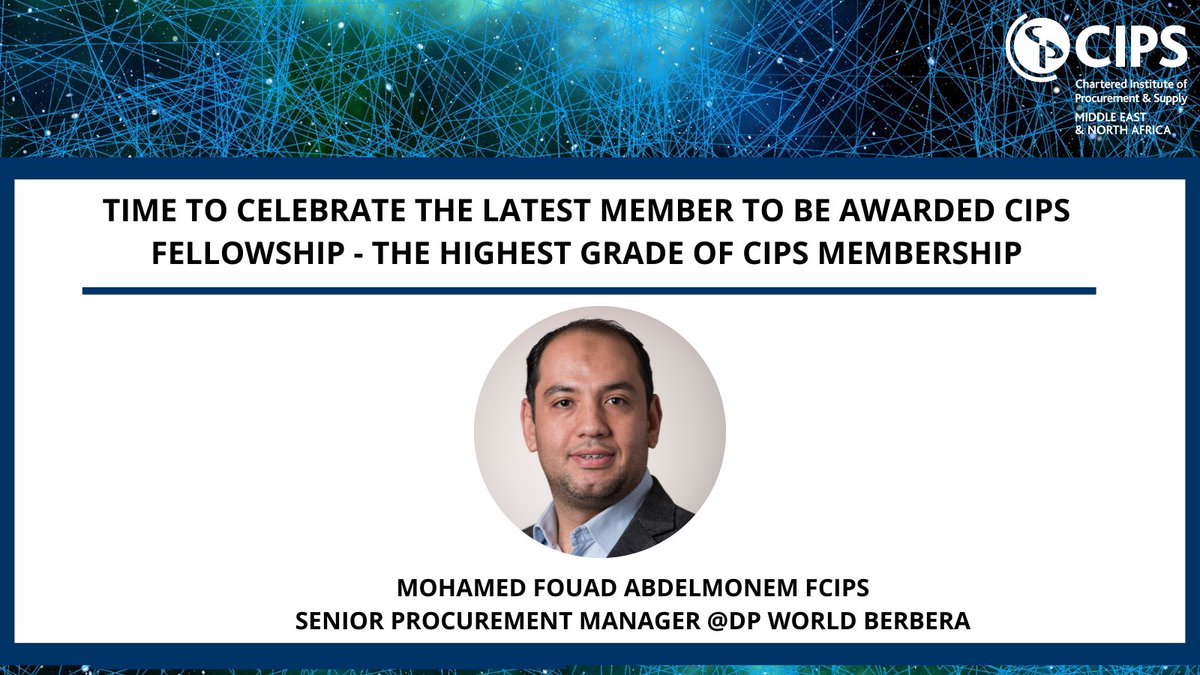 CIPSMENA's tweet photo. Congratulations to Mohamed Fouad Abdelmonem FCIPS Senior Procurement Manager at DP World Berbera for being awarded with the highest grade of CIPS membership, FCIPS.
#celebration #FCIPS #fellowship #cipsMENA #higherlearning https://t.co/rBM1CKhMlq