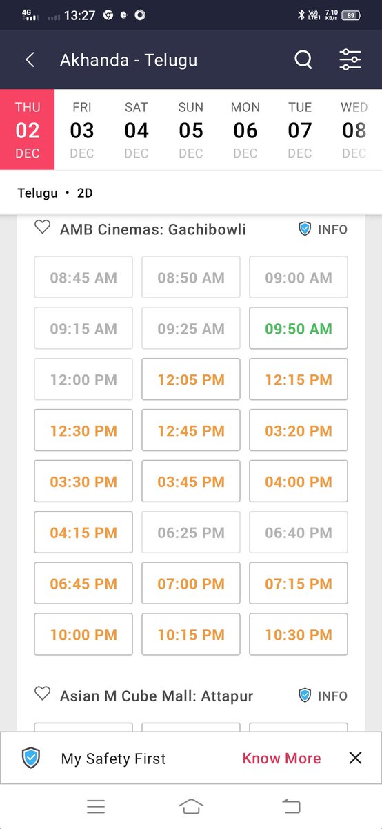 BuffTelugu's tweet photo. #Hyderabad multiplex bookings :

#Akhanda
#AkhandaMania https://t.co/irxlwlKeiE