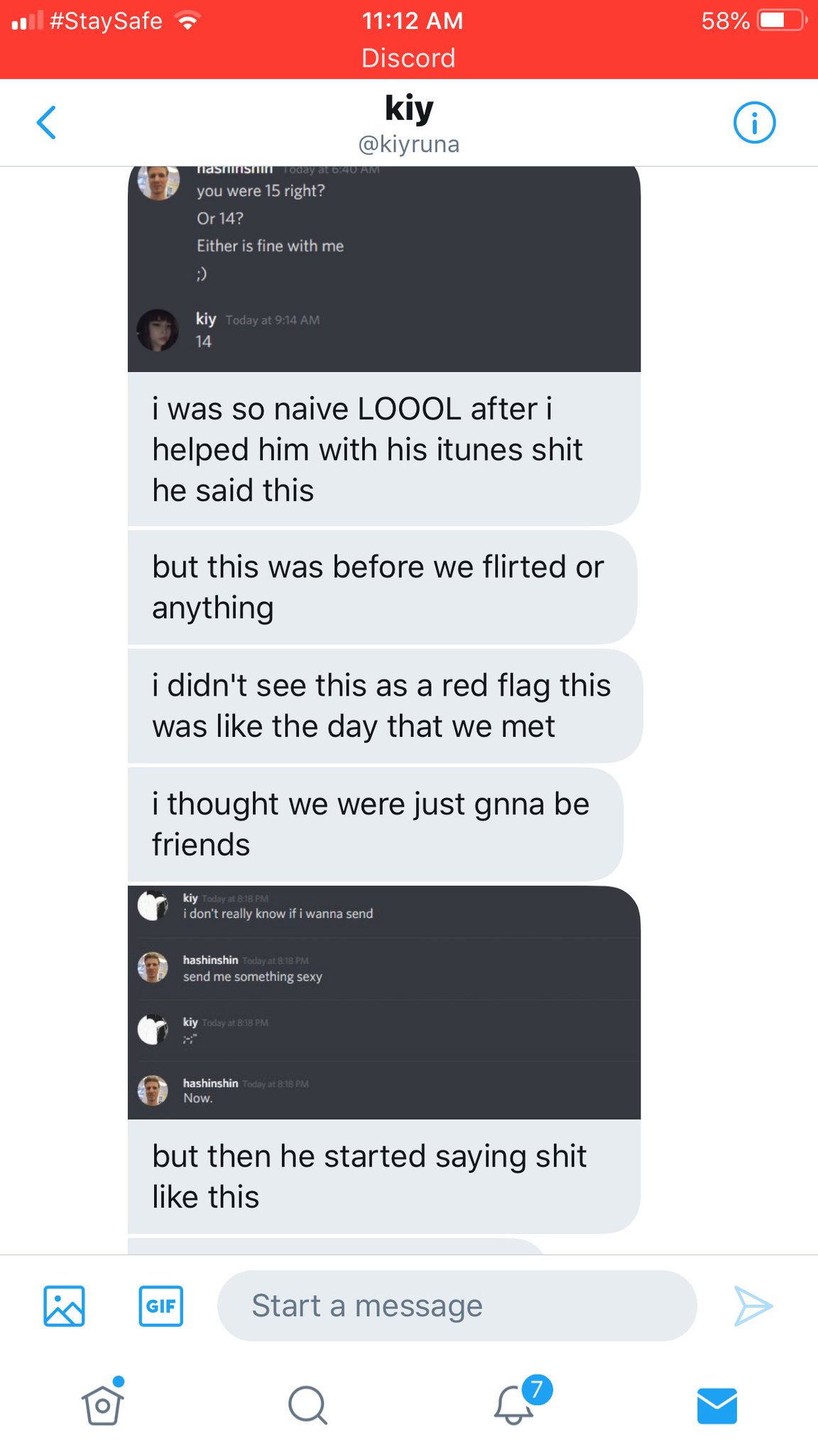 Hashinshin on Twitter: "Here's the fake DMs she posted, as well as the