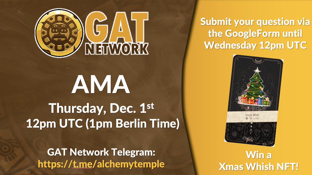 gat_network's tweet photo. 📢AMA at GAT Network Telegram https://t.co/uOQ0q6kKrO

📆Thursday, Dec., 1st at 12pm UTC 
➡️Submit your questions here https://t.co/jko3RWNacA

👀All details: https://t.co/Ywn4mwc4bv

#BSCGems  #GAT #p2e #multichain https://t.co/yjwyG6trum