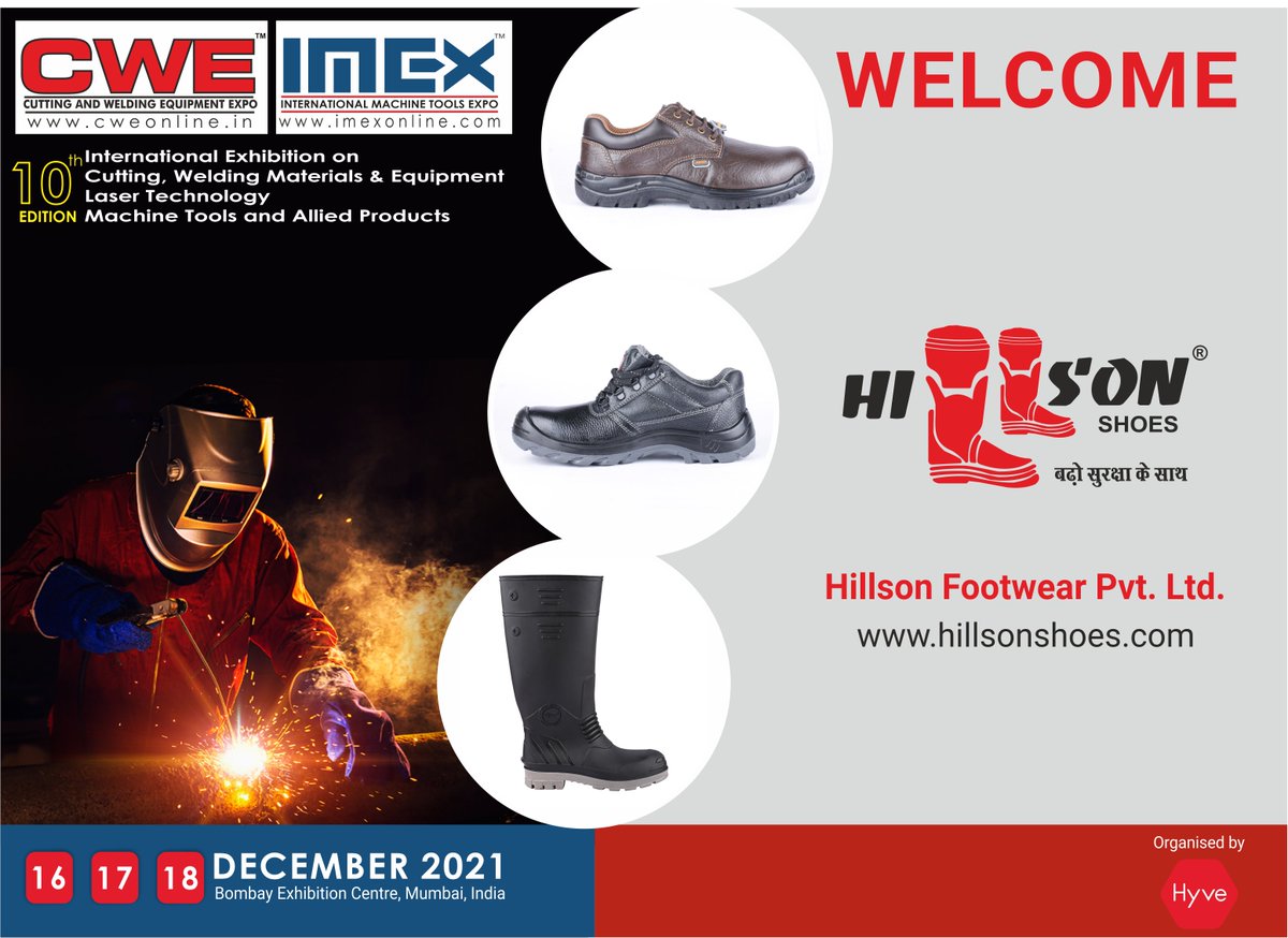 CweExpo's tweet photo. We are honored to welcome " Hillson Footwear Pvt Ltd " to showcase their products at CWE | IMEX to be held from 16 - 18 December 2021 at Bombay Exhibition Center, Mumbai, India.
Register - #welcomeaboard  #exhibitorannouncement

 #CWE2021 #IMEX2021 #technologicalsolutions https://t.co/sAeuqzm0Nf