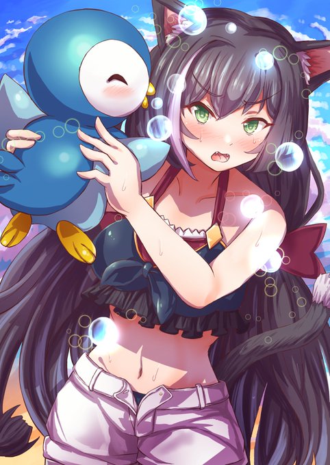 キャルちゃんとあわでたわむれるポッチャマ #プリコネR #キャル #ポケモンBDSP 