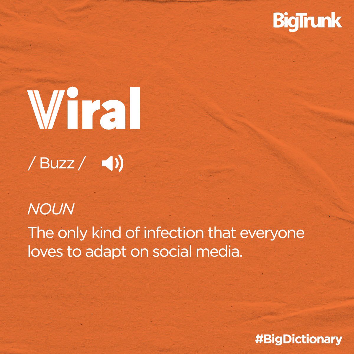 BigTrunkComm's tweet photo. Viral, buzz, and word-of-mouth marketing are like the same concepts in different fonts. Let's get your brand to become a viral success now with our little digital push! #BigDictionary
.
.
.
#MakeBigHappen #BigTrunk #AgencyPuns https://t.co/fPRTnCwSyl