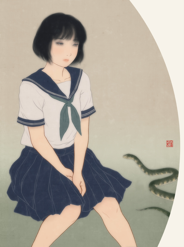 こころ イラストレーション イラストレーター イラスト 田宮彩 Saitamiya Illustrator Illustration Portrait 挿絵 挿絵画家 挿画 装画 装丁 装幀 Art Japaneseart 日本美術 人物画 日本画 Bijinga Japanesepainting 美人画 美術 女の子イラスト