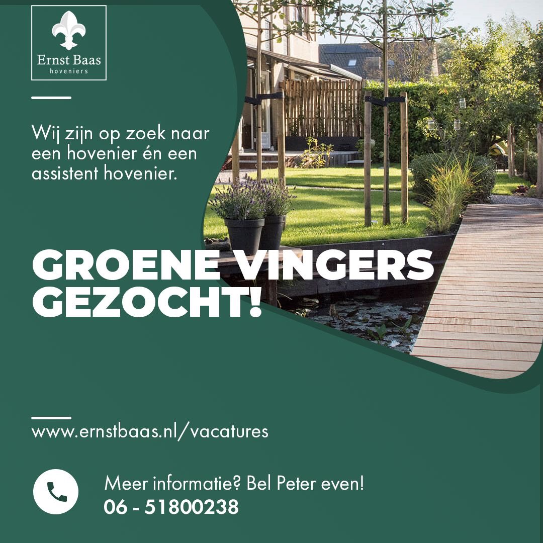 Wij zoeken medewerkers! Neem contact op met Peter voor meer informatie over de openstaande functies, of bekijk de vacature op onze website: ernstbaas.nl/vacatures