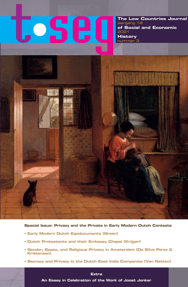 The new TSEG is online <a href="/openjournalsnl/">openjournals.nl</a> Check out this compelling special issue on Privacy and the Private in Early Modern Dutch Contexts, guest ed. by @natsilvaperez. And don't miss the extra: an article in celebration of the work of Joost Jonker tseg.nl