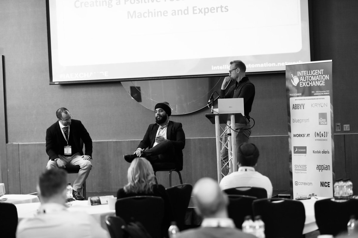 nickmcquire's tweet photo. Brilliant to be back doing F2F events again. Thoroughly enjoyed chairing the #IntelligentAutomation Exchange in London this week. Some amazing enterprise practitioner stories & insights from the panels & workshops I ran. A bright horizon of #AI & #innovation coming! #IAexchange https://t.co/SfKZM8Opec
