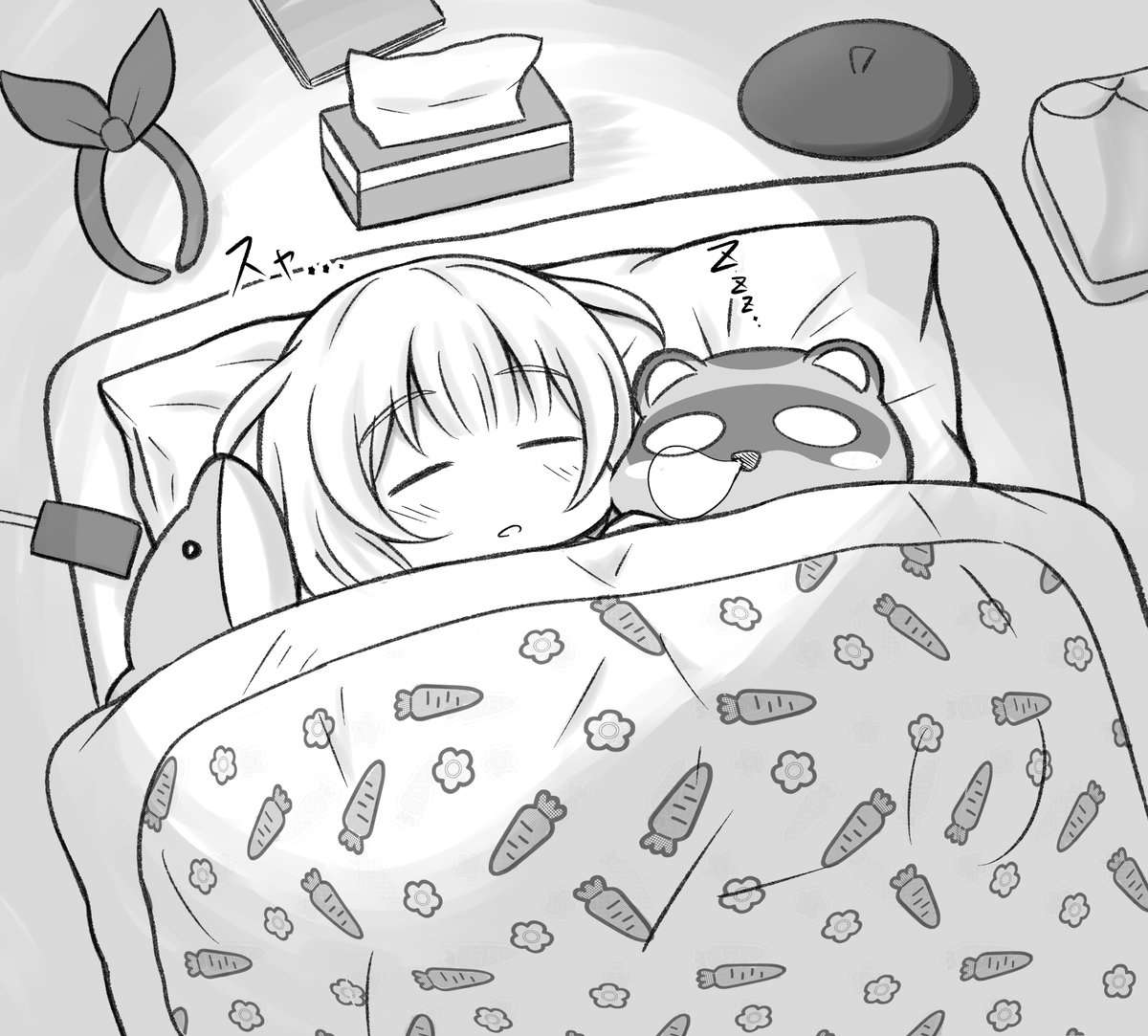 スャ… #ひろわれたぬきとおじょうさぎ 