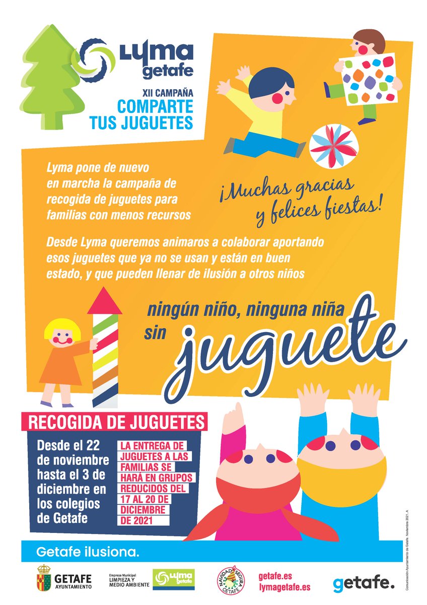 aytogetafe's tweet photo. Recuerda que hasta el 3 de diciembre, puedes entregar los juguetes en buen estado que ya no utilices en los colegios públicos de #Getafe 

#NingúnNiñoSinJuguete @LymaRedsocial 

https://t.co/H1S5ZxkHAI https://t.co/Aq5mpR4u9j