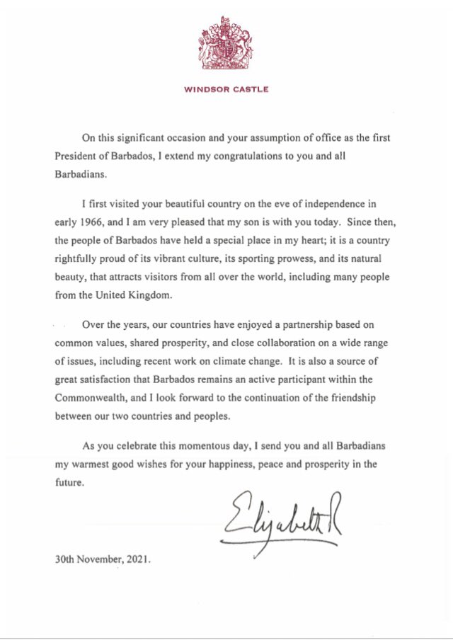 calvinrobinson's tweet photo. The Royal Standard was lowered for the last time in Barbados, the world's newest republic

A great country and a great shame to lose Her Majesty The Queen as head of state

After nearly 400 years as a constitutional monarchy, Barbados remains in the Commonwealth of Nations

GSTQ https://t.co/wqoucElXQV