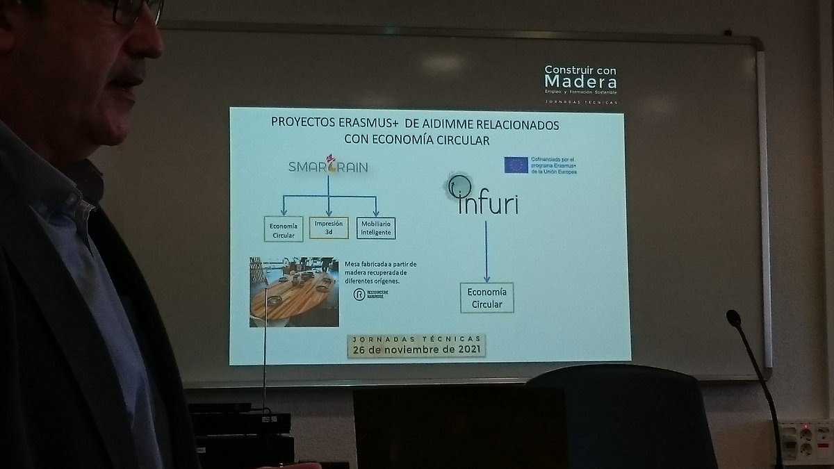 SMARTRAIN_EU's tweet photo. Participación en la Jornada Técnica "Construir con Madera" organizada por #FEVAMA en @CRNMaderaCorcho, con el apoyo de @GVAlabora y @educaciongob. Proyectos @EUErasmusPlus de @AIDIMME https://t.co/8gIrK4Nrd5