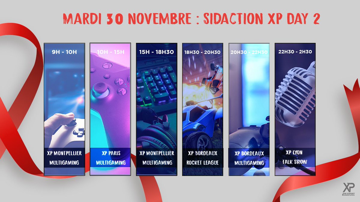 SIDACTION XP 🎗️ 

La barre des 100€ a été atteinte hier soir ! 😱
Un grand merci à tous nos donateurs !

Et on continue sur notre lancée avec le planning du 2e jour ! #Montpellier, #Paris, #Bordeaux et #Lyon 🔥

➡️ Pour soutenir nos étudiants mobilisés : twitch.tv/xpschool