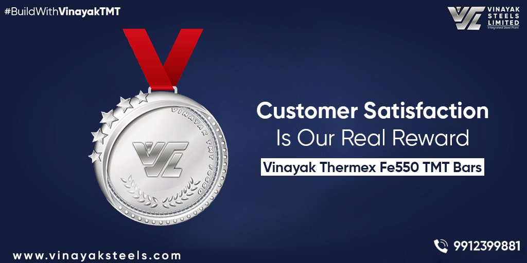 Our customer focus approach is what drives us to keep giving top quality at optimum pricing, which is why Vinayak THERMEX Fe550 TMT Bars are the first choice of anyone building a home or any structure.
-
#vinayaksteelslimited #vinayakthermextmt #vinayaktmt  #tmtbarshyderabad https://t.co/EijF8TO05s