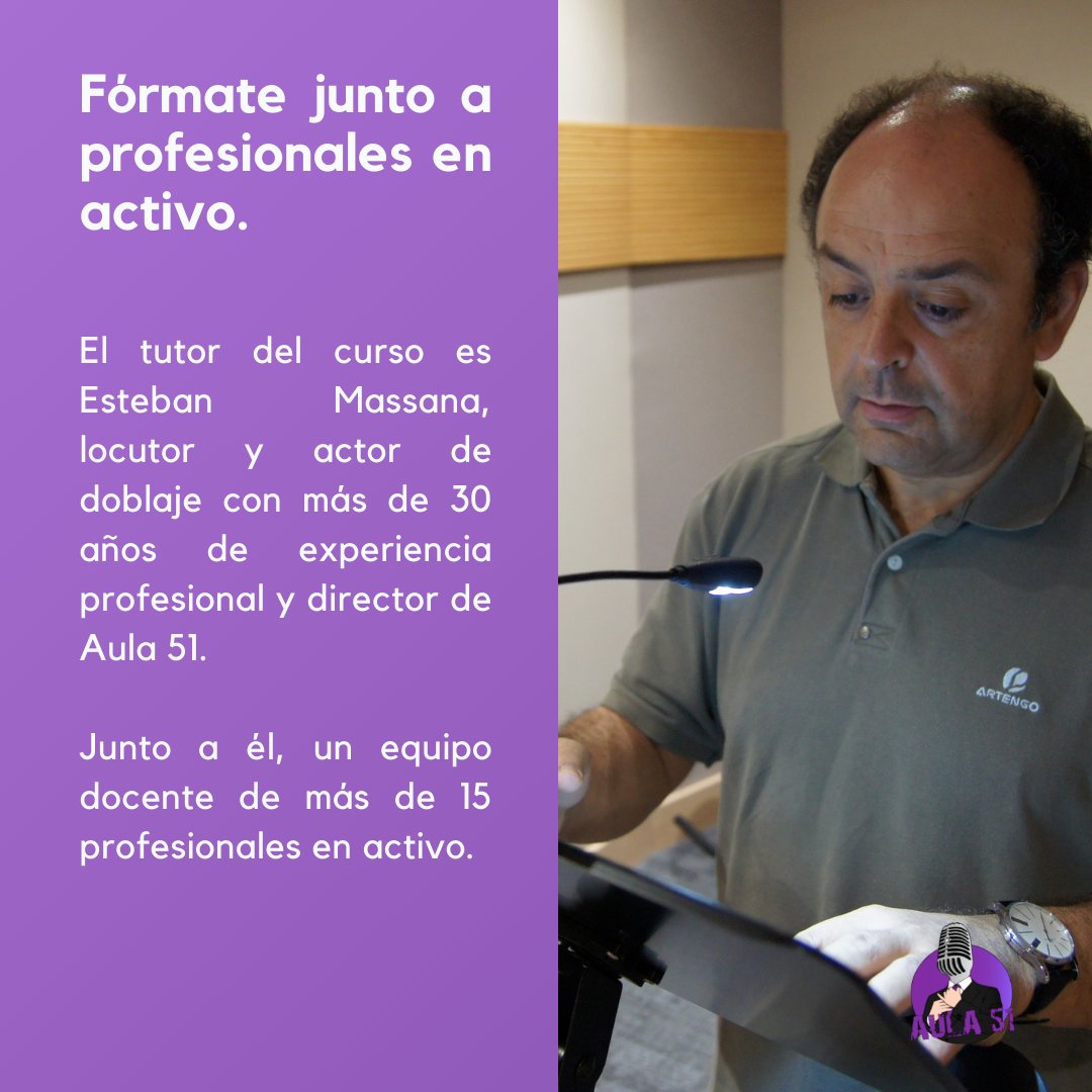 Aula512's tweet photo. Curso MIX Locución Publicitaria y Doblaje.

Fórmate en la locución publicitaria y el doblaje, en un estudio profesional, con profesionales en activo, con la mejor oferta formativa del sector.

Para más información contacta con nosotros en:

✉️ info@aula-51.com

#escueladedoblaje https://t.co/klBhhsgLao