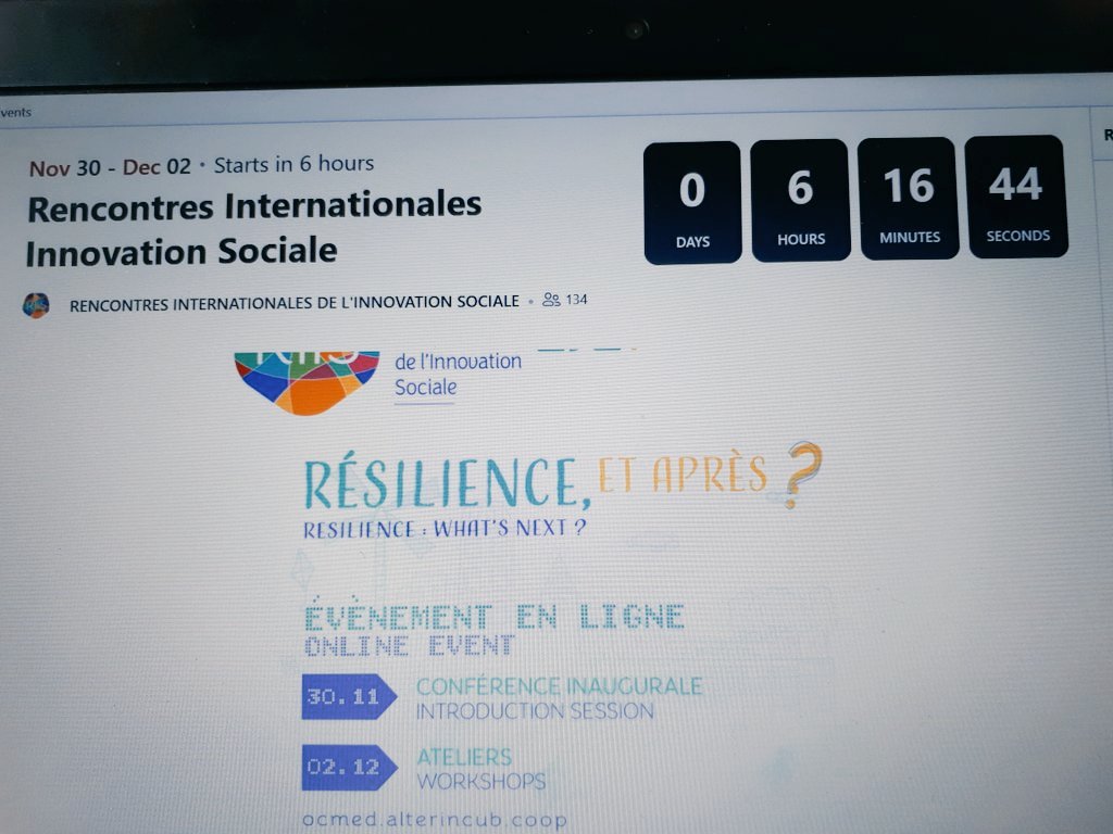 🔔Les Rencontres Internationales de l'innovation sociale, c'est aujourd'hui!
🕓 A 16h conférence inaugurale "Résilience..et après?"
A suivre en ligne ou en replay pendant 30 jours en vous inscrivant sur bit.ly/RIIS5Resilience
<a href="/poleREALIS/">Pôle REALIS</a> @les_scop