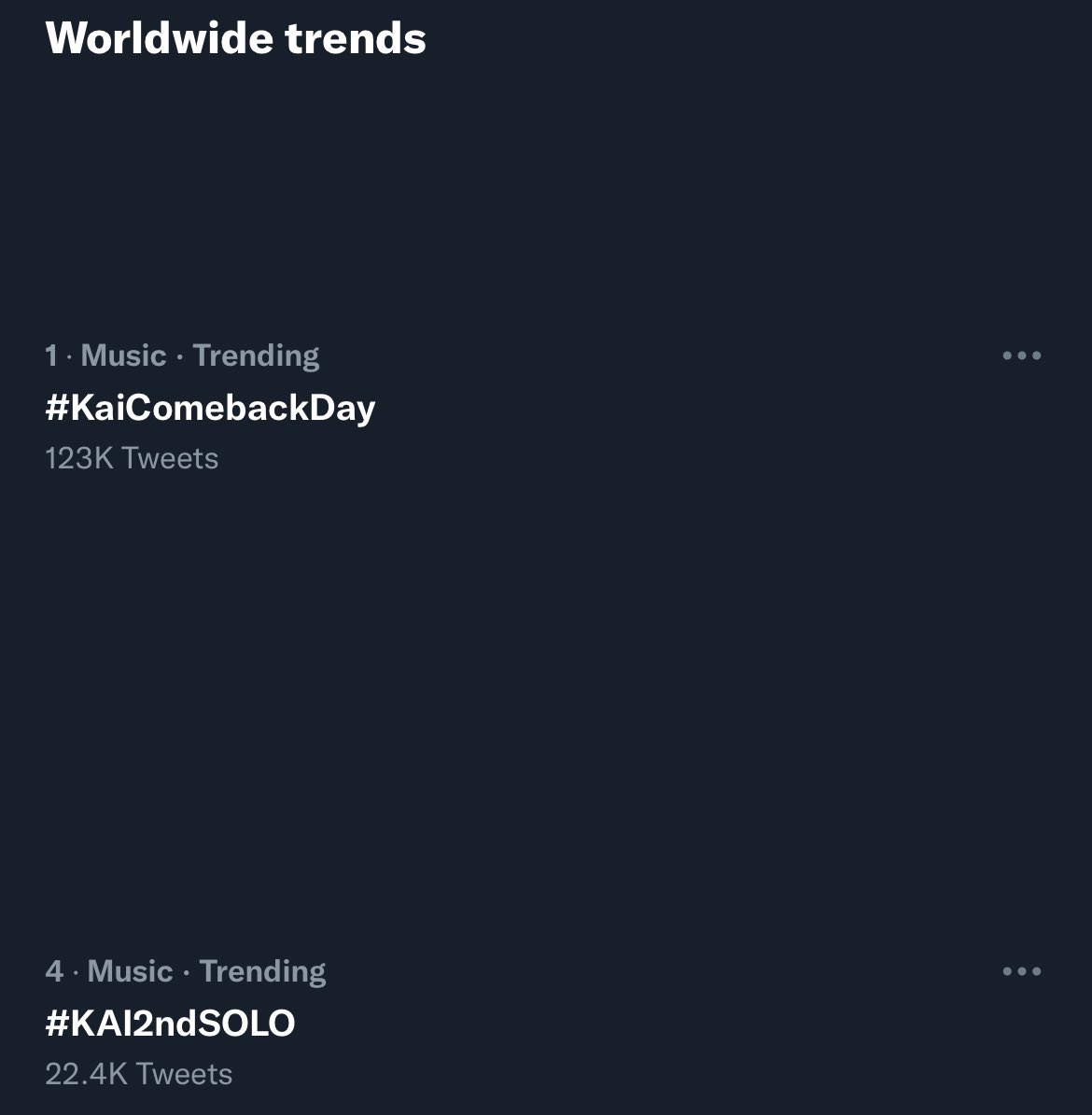 DedicatedToKAI's tweet photo. Worldwide Trends 🍑🌐

1. #KaiComebackDay
4. #KAI2ndSOLO

Make sure to start using the new tags!

PEACHES OUT NOW 
#카이_피치스_공개 https://t.co/UwVi50wkva