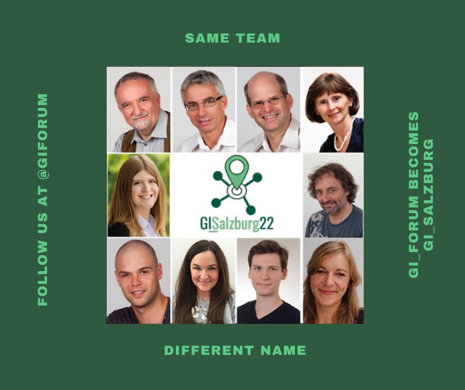Same great team - new name! 
GI_Forum is now 📣📣📣 GI_Salzburg 📣📣📣
Call for Papers is now open - details at gi-salzburg.org/en
#GISalzburg22