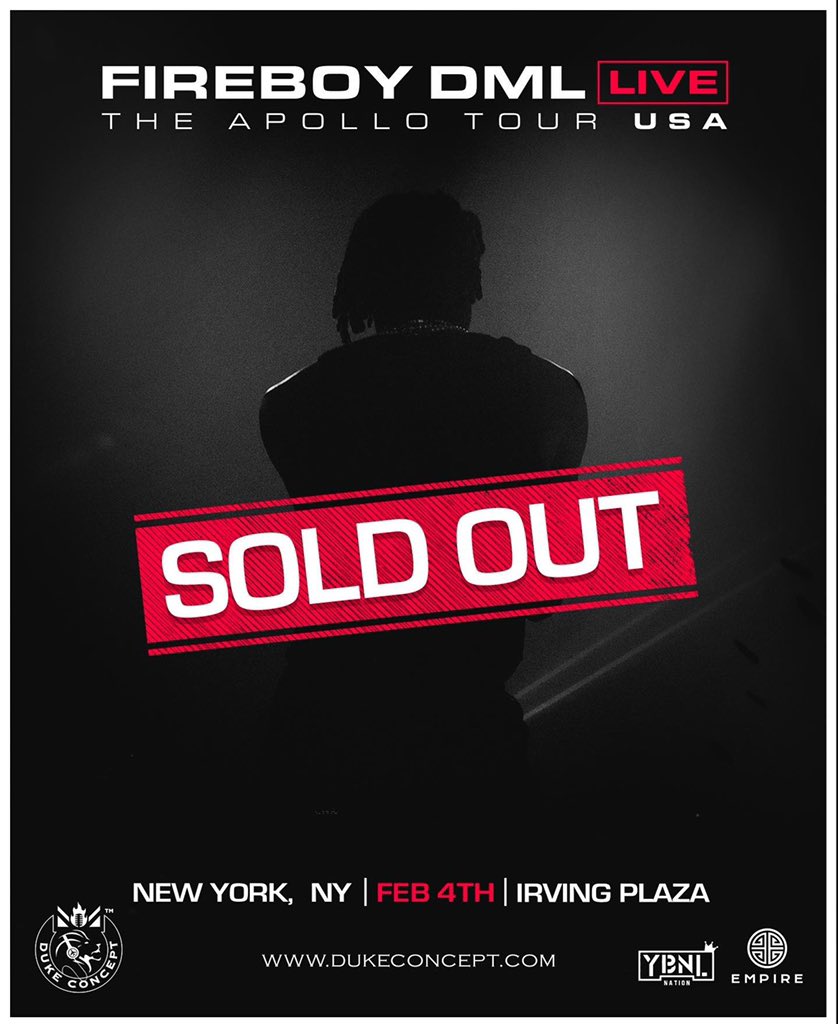 kvng_obedayo's tweet photo. Thank you NYC Irving plaza gon be Litty lit @fireboydml #ApolloTour #FireSeason !!! https://t.co/sFEXFywIqr