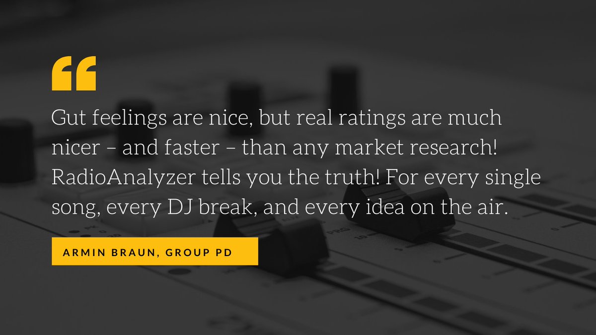 RadioAnalyzer's tweet image. Looking through all market research documents, finding out what is relevant for your station..we know, it is annoying.

That is why we offer ratings that a relevant to YOUR station. No matter the size or format - you get what is important for you. 

Contact:info@radioanalyzer.com