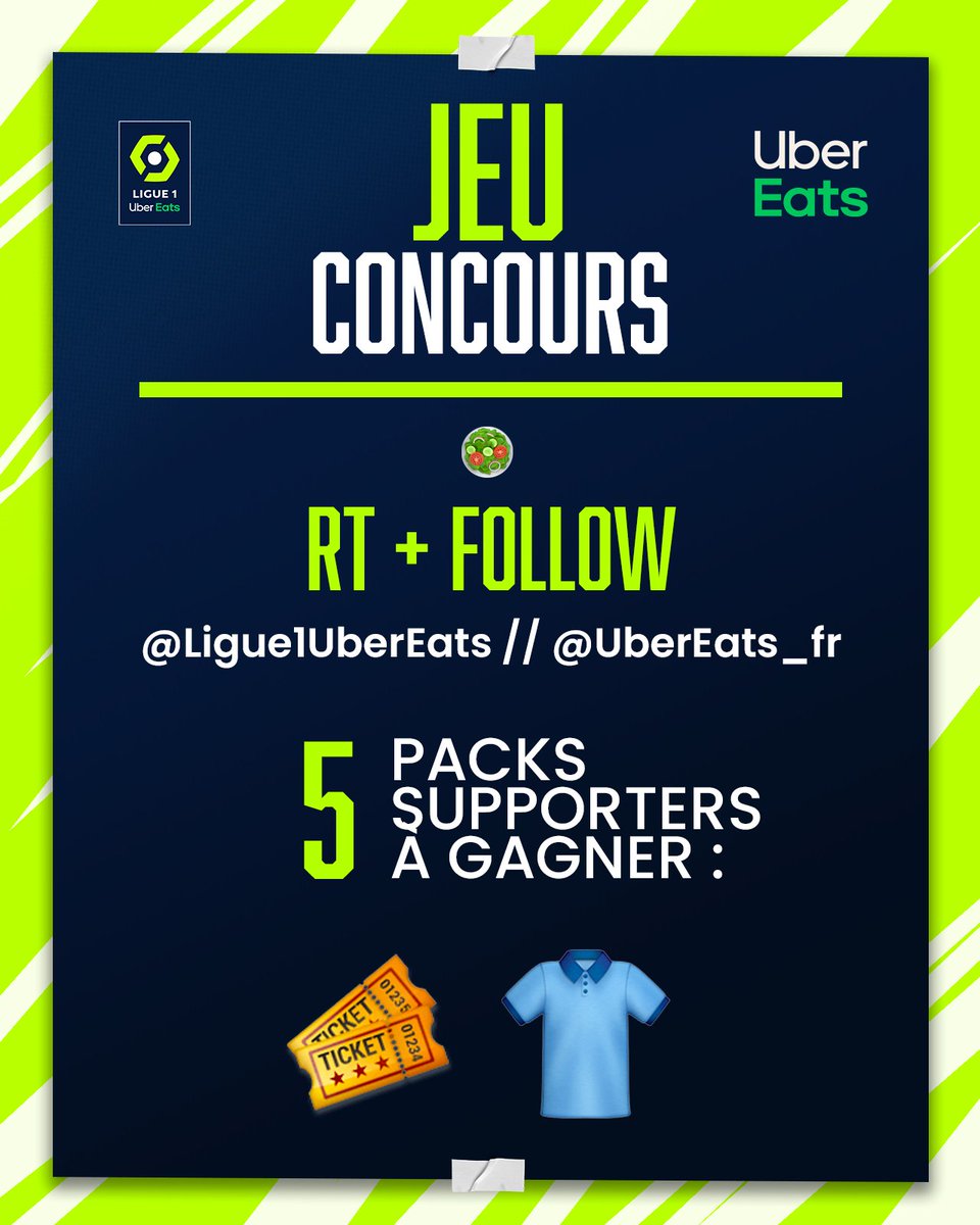 Ligue1's tweet photo. 👨‍🍳  On débute notre semaine spéciale #LaLigue1UberEatsTeRégale en vous faisant gagner 5 packs supporters !

1⃣  RT &amp; Follow @Ligue1UberEats et @ubereats_fr 
2⃣  Mentionnez en commentaire le club que vous supportez
3⃣  🤞

🔚 Fin du jeu mercredi 1er décembre à minuit ! https://t.co/nrzRnWZYWz