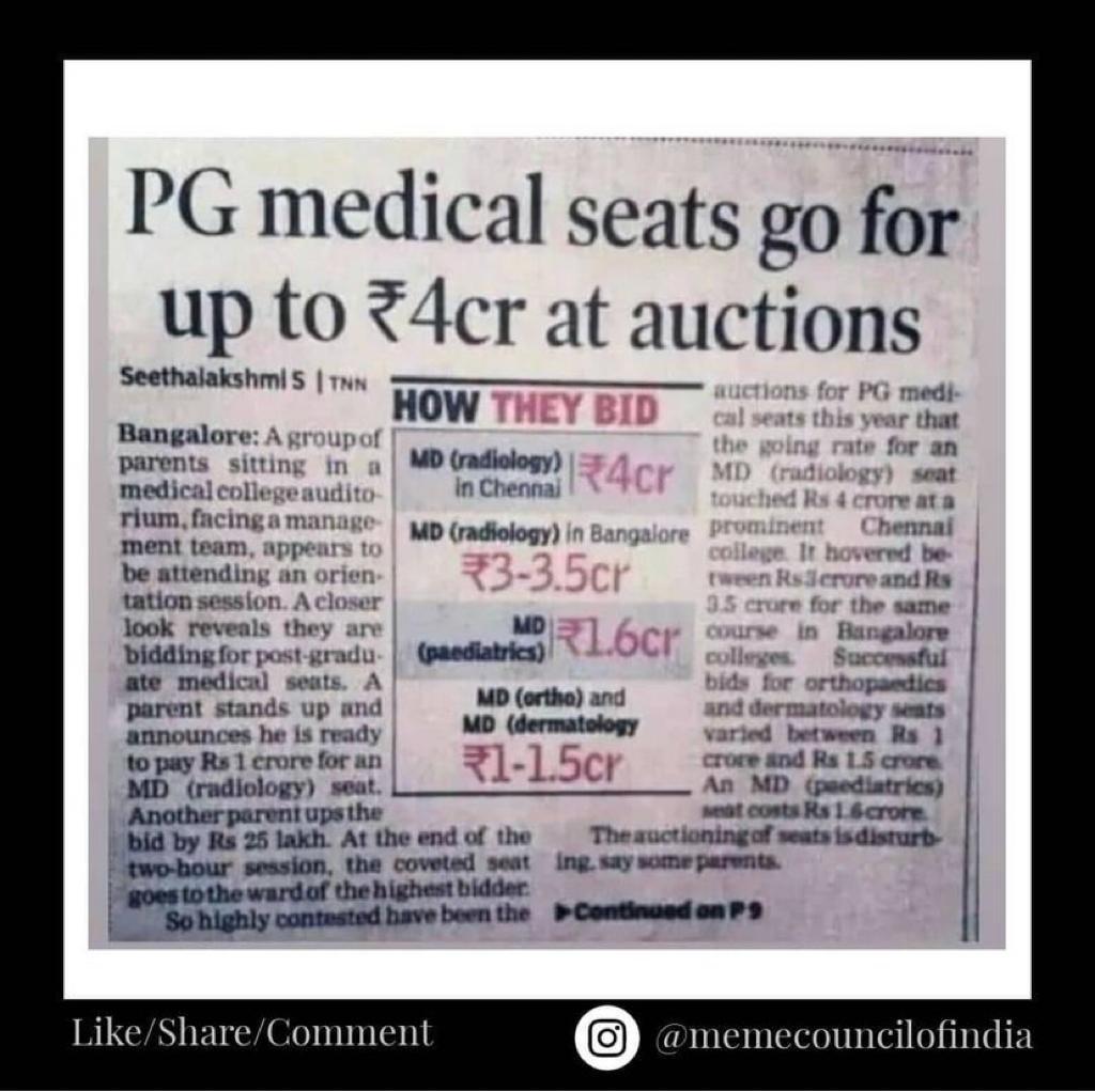 Rajarishiguru's tweet photo. @PMOIndia @narendramodi_in @MoHFW_INDIA @mansukhmandviya @rssurjewala @RSSorg @INCIndia @NationalMedAssn
@NMC_IND @CheifIndia
 If it is true,Than.....SHAME
How many seats are available in PG for GENERAL category.
Just find out and introspect.....Are we doing JUSTICE to them. https://t.co/OgzESqAVxs