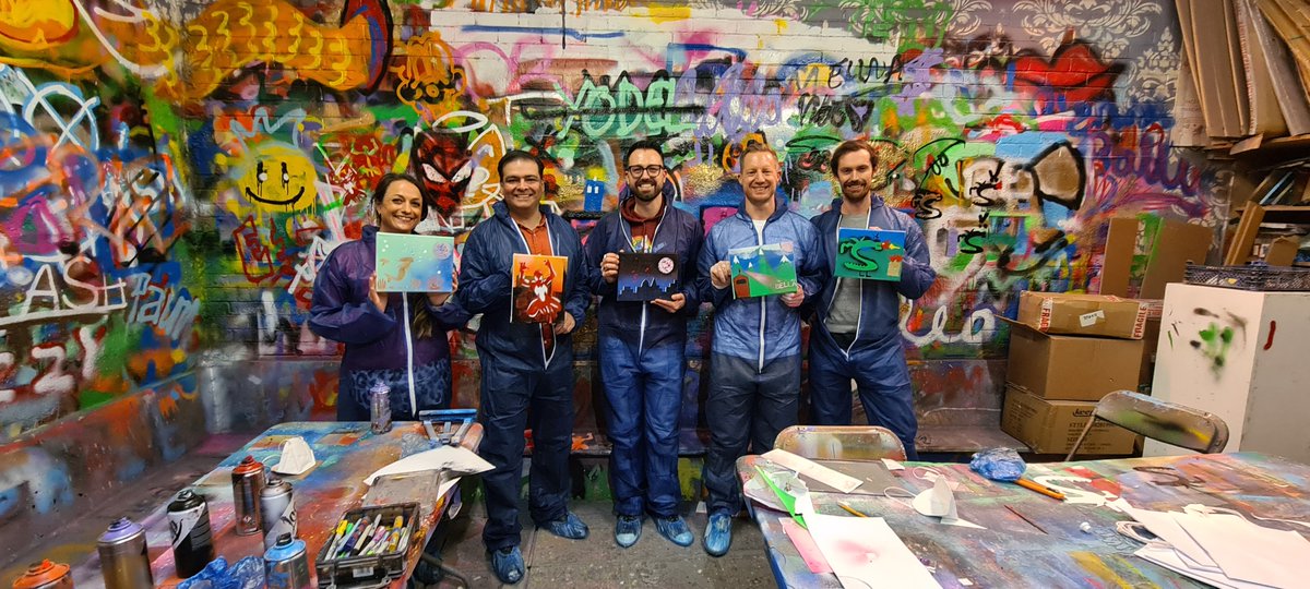 Faiz_R's tweet image. Got together with the UK-based Global Marketing team @HireVue last week to look back at the last year and plan for the next. Then we painted the town red... blue, green and every other colour we could get our hands on! #1yearatHireVueToday #HireVue