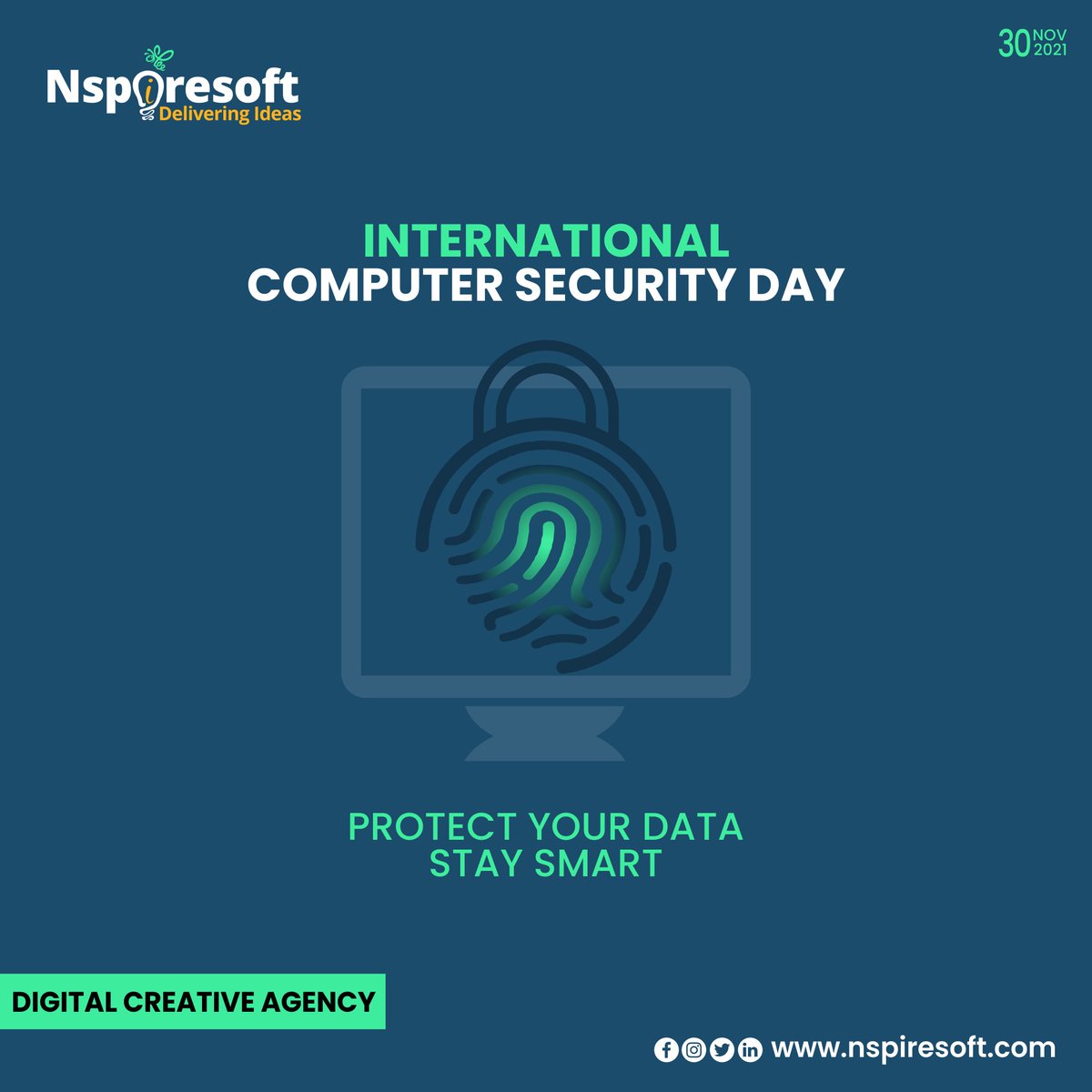 nspiresoft's tweet photo. Wishes from Nspiresoft on the occasion of #International_Computer_Security_Day 
https://t.co/mgTtGnDLFJ
#computer_security_day #observanceday  #DigitalAgencyPune #Nspired #StrategyPlanning #BeNspired #socialmediamarketing #Advertising  #marketingstrategy https://t.co/WpPyJRjAw4