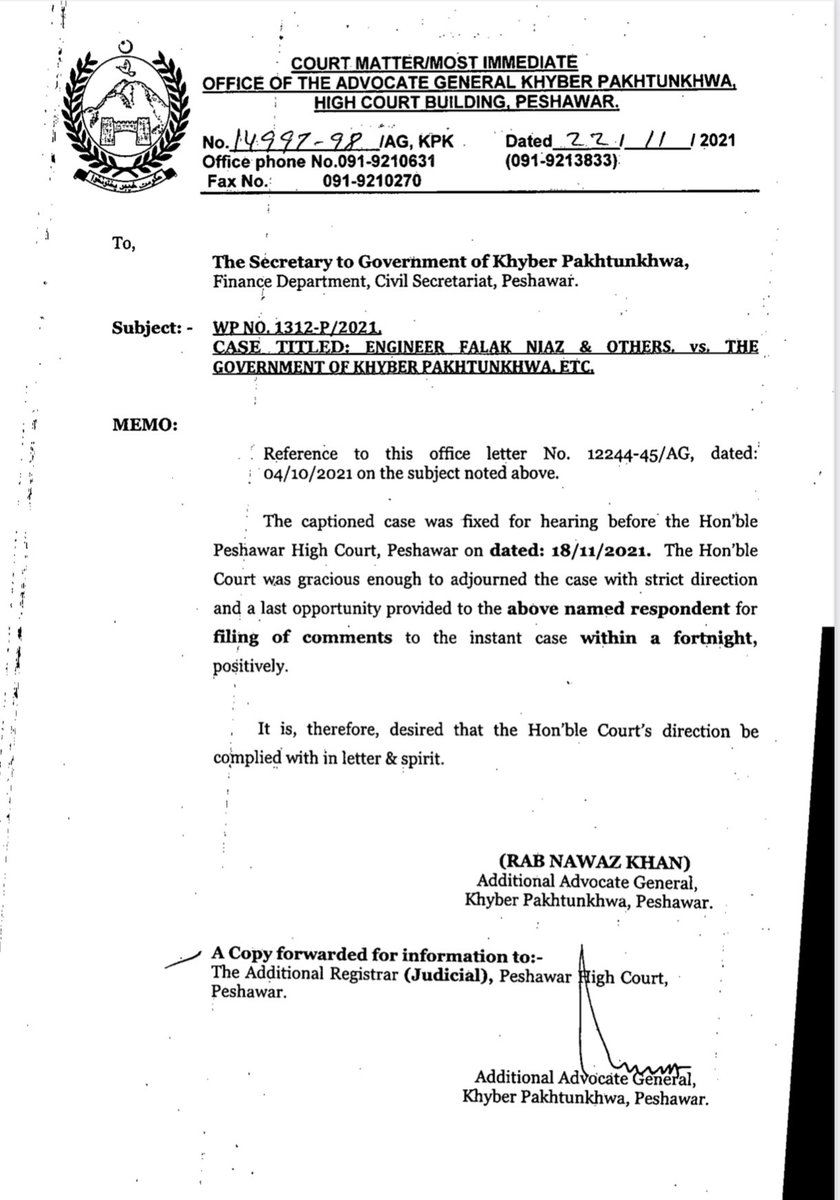 adoakp's tweet photo. اٹیچڈ ڈیپارٹمنٹس آفیسر ایسوسی ایشن کی جانب سے ڈیڑھ بنیادی تنخواہ کے بطور الاونس کے حصول کیلئے دائرکردہ کیس میں حکومت سے بار بار کمنٹس مانگے گئےجو بروقت جمع نہ کئے گئے، کورٹ نے حکومت کی سرزنش کرتے ہوئے پندرہ دن کے اندر اندر کمنٹس جمع کرانے کا حکم دیدیا۔ #equalpay4all @Jhagra https://t.co/eH3yGCFPdR