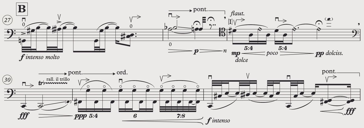 m_galvagno's tweet photo. A new round of excerpts from William Blank’s #ALISMA for #violin, #cello, #clarinet &amp; #orchestra.
Here are some of the most challenging to engrave bits of the solo cello part. 
Realised with @AvidSibelius @Avid 
#ClassicalMusic #engraving #musicnotation https://t.co/dncqGTfSdw
