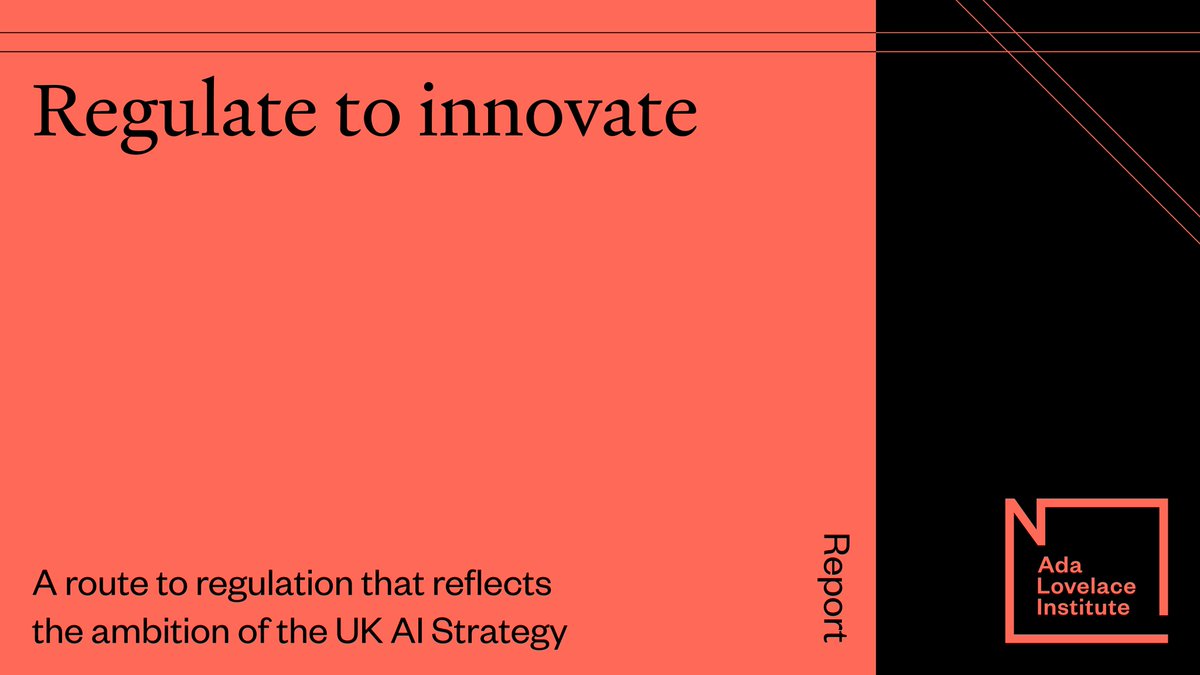 📢NEW REPORT explores why the UK needs to develop novel AI regulations, the challenges associated with this task &amp; how the government should think about overcoming them.
More:  
adalovelaceinstitute.org/report/regulat…
#RegulateToInnovate
1/8