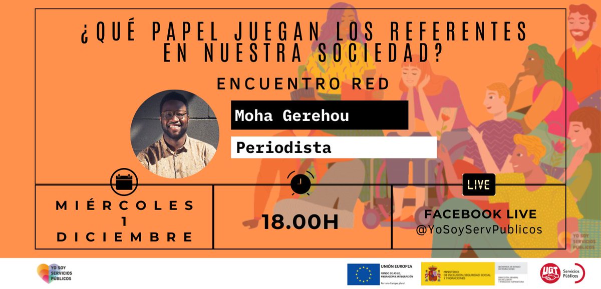 Mañana es 1 de Diciembre a las 18:00 desde el Canal de  Facebook Live #YoSoyServiciosPublicos tenemos el II Encuentro en red con <a href="/mohagerehou/">Moha Gerehou</a> para hablar sobre representación de la diversidad social en los medios de comunicación, referentes y racismo.