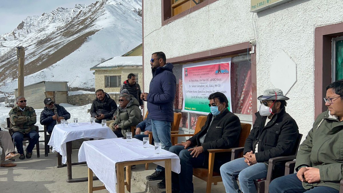 LadakhRo's tweet photo. Hon'ble CEC Sh @FerozKhan_Kgl disbursed compensation to the beneficiaries of village #Rangdum in the presence of Sh. @santoshsukhdeve, IAS, CALA #NH301, Col Rajeev Kumar, ED(P) @LadakhRo & @ColShivkumar GM(P) PMU-Kargil
@nhidcl @MORTHIndia @DIPR_Kargil @lg_ladakh @nitin_gadkari https://t.co/zQhuP3vqQI