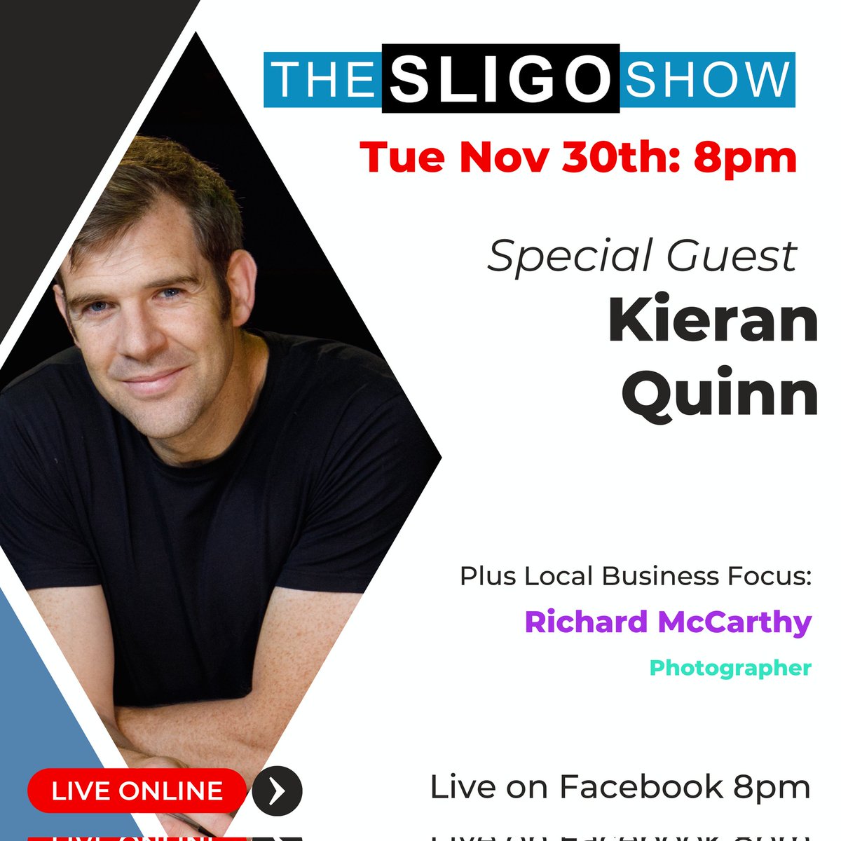 The Sligo Show (@thesligoshow) on Twitter photo Tonight on <a href="/TheSligoShow/">The Sligo Show</a> , we're joined by @kieranquinnn and our local focus is with <a href="/rmcphotography/">Richard Mc Carthy</a>
Live at 8pm on our Facebook Page.
#sligo #thesligoshow Tonight on <a href="/TheSligoShow/">The Sligo Show</a> , we're joined by @kieranquinnn and our local focus is with <a href="/rmcphotography/">Richard Mc Carthy</a>
Live at 8pm on our Facebook Page.
#sligo #thesligoshow
