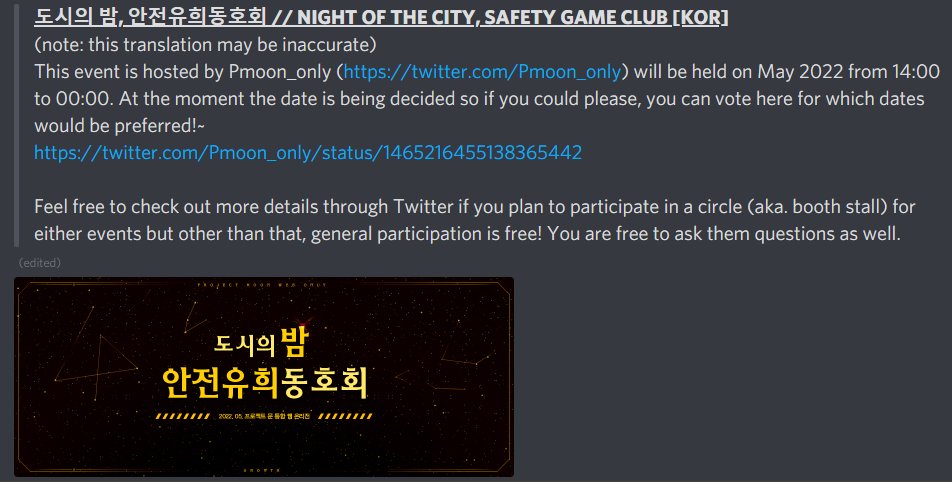 ENPMCommunity's tweet photo. Something interesting is coming up in May 2022! Unofficial online conventions! Why not check the Twitters for more information?
@d_moonlitnight for the Dazzling Moonlit Night 3 and @Pmoon_only for the Night of The City, Safety Game Club.

#projectmoon #ENProjMoon https://t.co/MuJVk1Sh2e