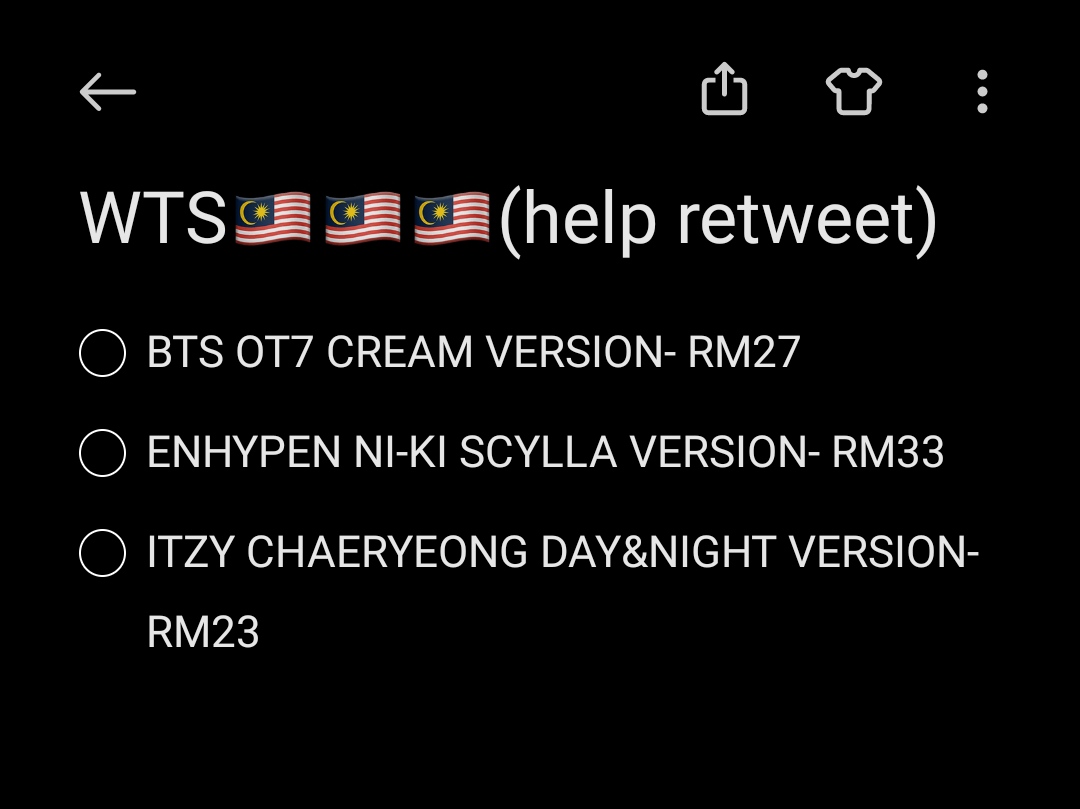 ryuuz06's tweet photo. WTS🇲🇾(HELP RETWEET)need money😭👍🏽🫂
#pasarBTS #pasarBTSMY #pasarENHYPENmy #pasarENHYPEN #pasarITZY 
@pasarBTS @pasarbtsmy @PasarEnhypen @PasarItzy 
dm me if you interested 💞🌹 https://t.co/ftvudojQHb