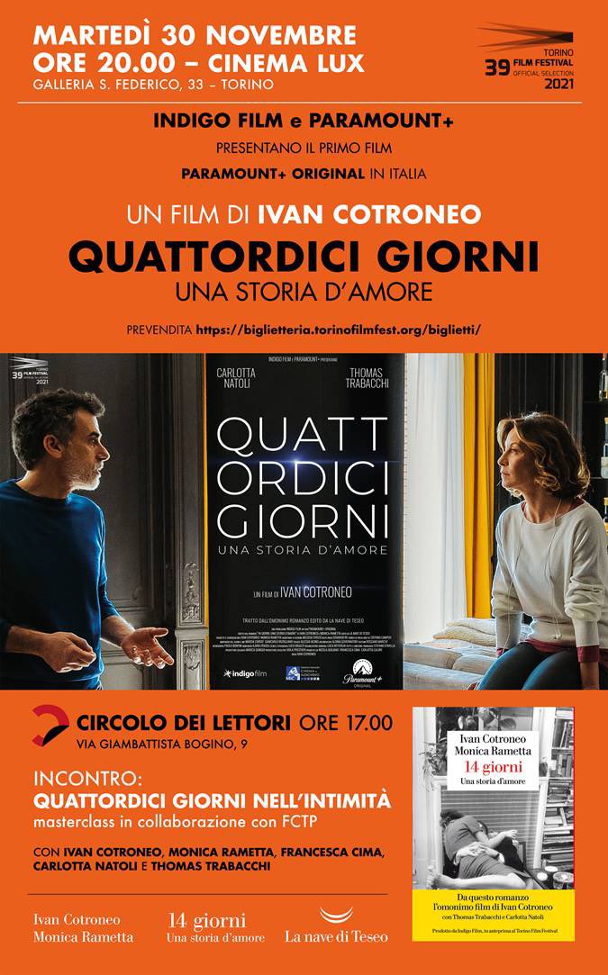lanavediteseoed's tweet photo. Una coppia, una casa, una crisi, due settimane di clausura.
“Quattordici giorni”, il film di @ivancotroneo1 tratto dal romanzo scritto con Monica Rametta, oggi al @torinofilmfest!
Alle 17 incontro al @CircoloLettori e alle 20 proiezione (biglietti: https://t.co/Tkc4m1HISE)
#TFF https://t.co/w8mxbOGCKX