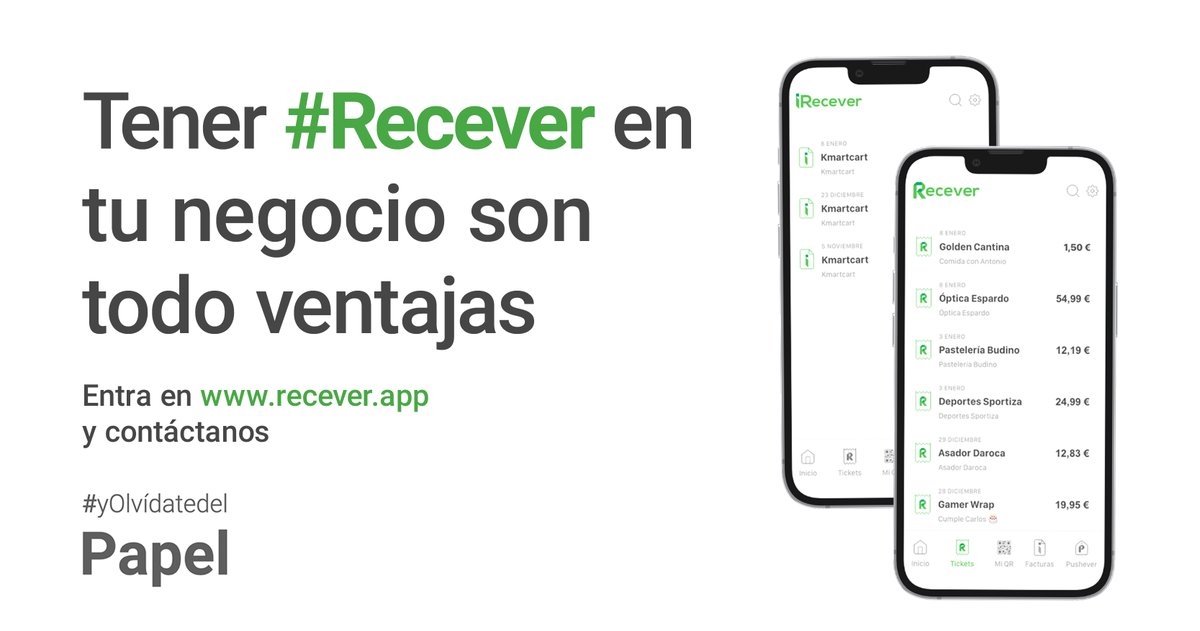 Recever's tweet photo. ¿Conoces las ventajas de las facturas electrónicas?

✅ Ahorrar tiempo y gastos
✅ Facilitar la gestión
✅ Proteger el medio ambiente

#Recever genera tickets y facturas electrónicas para tus clientes. Sé un establecimiento #CovidFree #YOlvídateDelPapel

https://t.co/mz29FAKnR7 https://t.co/Clg6bIbDYv