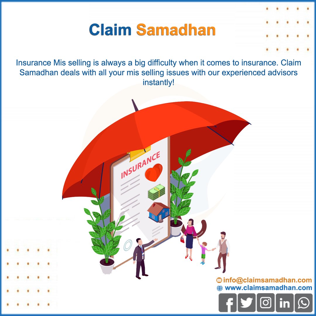 claimsamadhan's tweet photo. Insurance Mis selling is always a big difficulty when it comes to insurance. Claim Samadhan deals with all your mis selling issues with our experienced advisors instantly! 

#insuranceclaims #insuranceclaimsrejection #consultant  #Samadhan #TeamClaimSamadhan #ClaimSamadhan https://t.co/w3xo91Qmyl