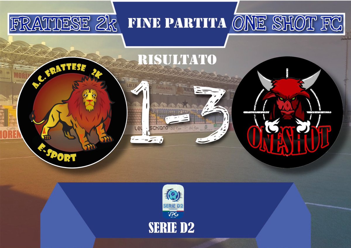 ⚽️FULL TIME⚽️
🗓 29/11/21

🕥 22:20
🆚 <a href="/FcOneshot/">OneShot</a> 
🏆 <a href="/VPG_Italy/">VPG Italy</a>-#serieD2
❌ 1-3