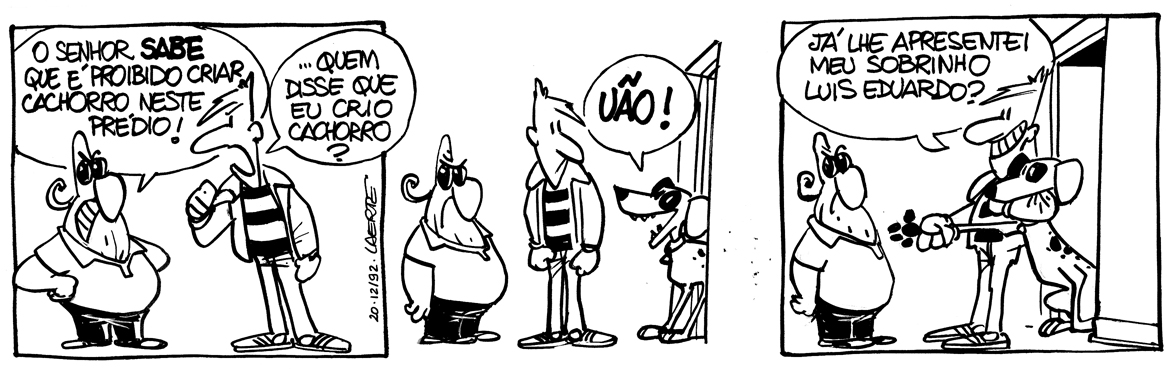 …diz que hoje é Dia do Síndico. Aqui, uma tira de 92, com personagem que não faz justiça a tantos síndicos e síndicas legais que conheci. 