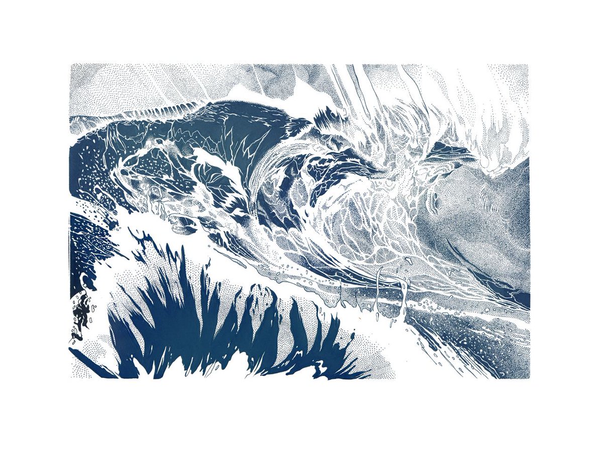 GabrielSMoses's tweet photo. WAVE STUDY NO.3
2008, pen ink

so, 13 years ago, December 2008, Im snowed in, a new arrival in Berlin, and I said to myself: 

I shall draw the most epic ocean scene in history over 50 pages, like, Akira meets Noah!! https://t.co/EouWIR3HKe