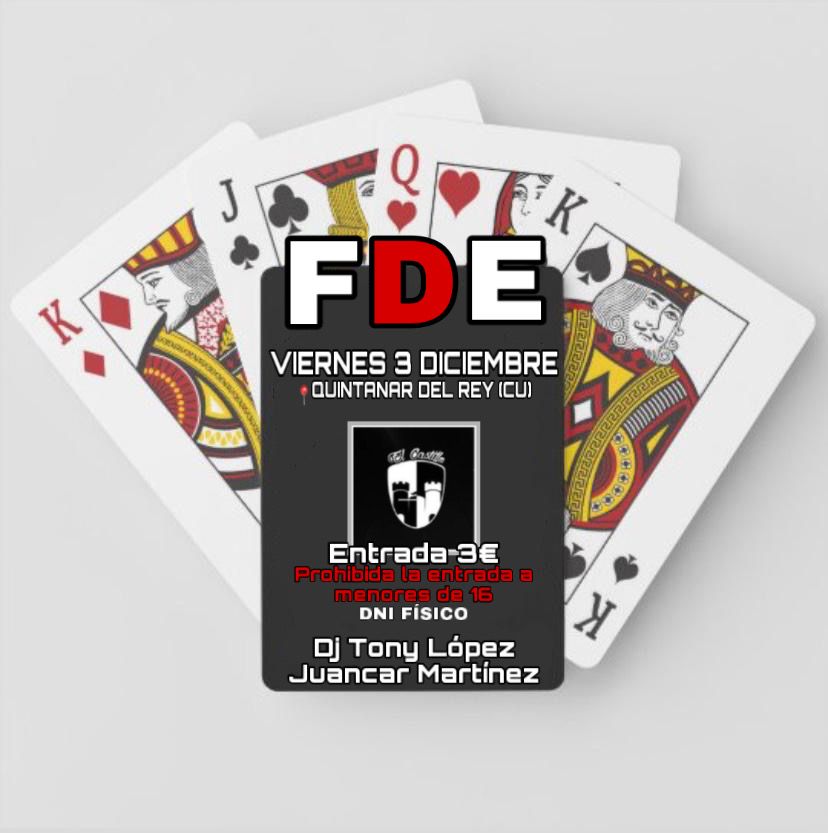 Ya está aquí la cuarta fde!🕺🏽
Temática baraja pérdida🃏
Entrada 3€
IMPORTANTE: Traer DNI físico 
🍻Viernes 3 de diciembre🍻
-Se sorteará una entrada en cada una de nuestras redes sociales
Para entrar en el sorteo debéis dar ❤️ y retwittear