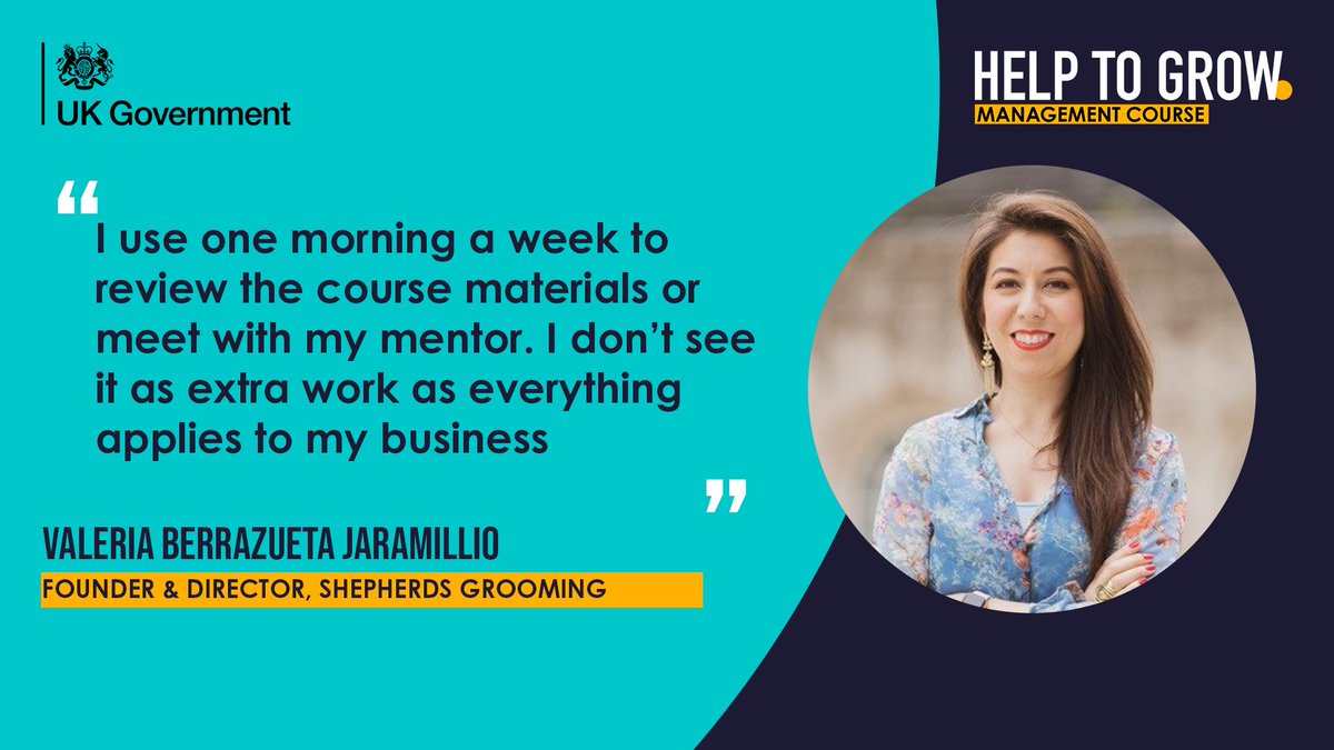 bizsupportgovuk's tweet photo. "I don’t see it as extra work as I am applying everything to my business."

Valeria Berrazueta, Founder &amp; Director of @shepherdsbrum did the #HelpToGrow Management course at @AstonBusiness School.

Sign up while spots last: https://t.co/yFpT4l1MDG

#PlanForJobs #BusinessSupport https://t.co/eSYR0UnlxL