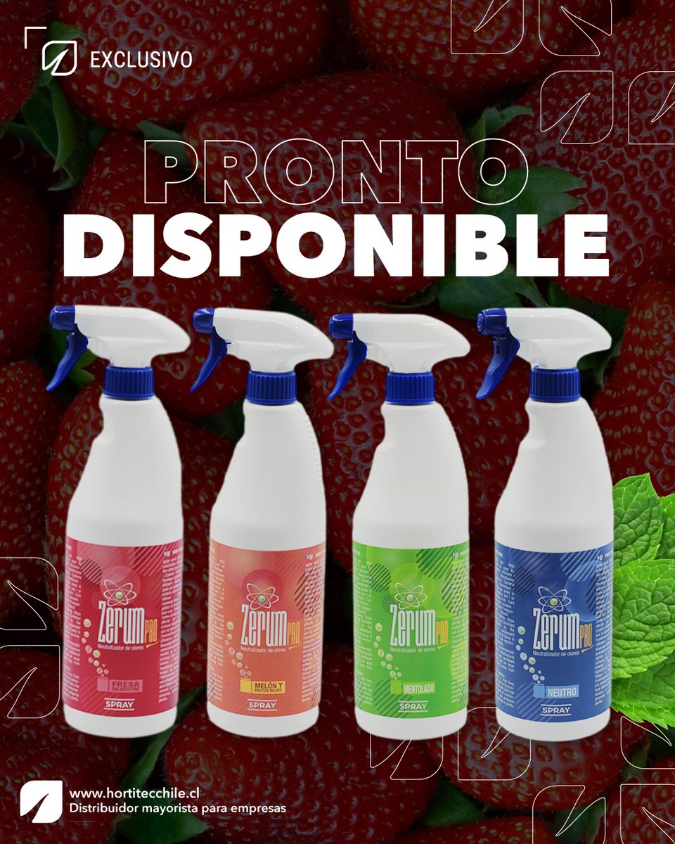 ZerumNeutralice's tweet photo. Más sorpresas ⬇ 😎muy  #pronto 🇨🇱
.
Fragancias naturales y biodegradables, con la máxima eficiencia, neutraliza y crea un ambiente exclusivo. Para tu invernadero, mascotas, baños, gimnasios, etc. 🌷👃 @Hortitec_Chile 
#zerumcar #hortitec #odor #neutralizador #olores #fragancias https://t.co/dLwkuV8Pmn