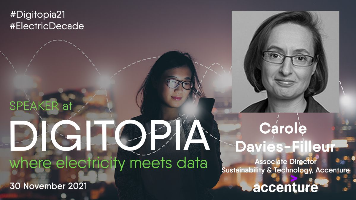 Eurelectric's tweet photo. "Even with decarbonised electricity powering the cloud, we need to move to frugality in electricity usage and a systematic approach that decarbonises electricity from end-to-end" advises Carole Davies-Filleur of @Accenture_Util
Tune in👇
https://t.co/Ya7VZnNI9U
#Digitopia21 https://t.co/0rKZTZrLFF